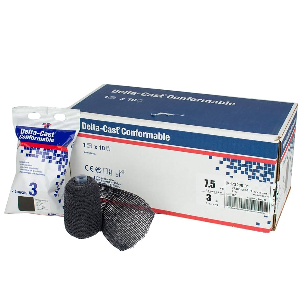 Delta-Cast Conformable Casting Tape, Polyester, 3" x 4 yd, Black, 10/bx (Continental US Only)