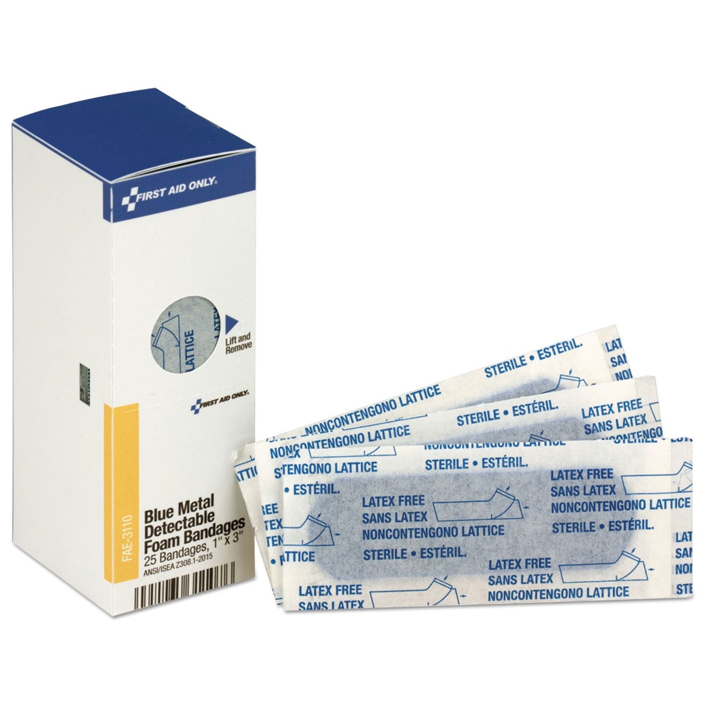SC Refill, Includes: 1"x3" Blue Metal Detectable Foam Bandages, 25/bx (DROP SHIP ONLY - $150 Minimum Order)