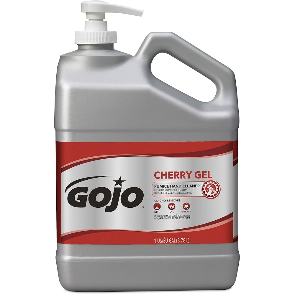Pumice Gel Hand Cleaner, Cherry, 1 Gallon with Pump, Red, 2/cs