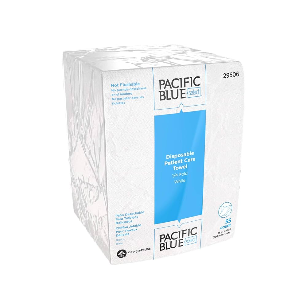 Pacific Blue Select Washcloth, Disposable, Patient Care, A300, White, 13"x10"1/4-Fold, 24/cs