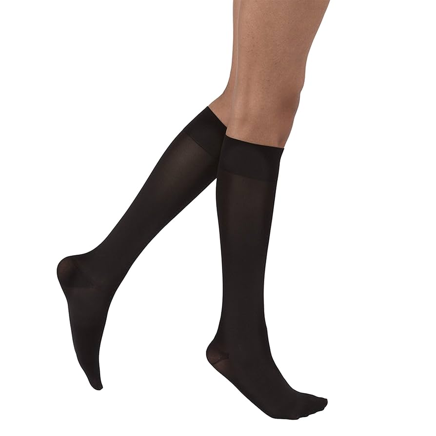 Compression Hose, Knee High, 20-30 mmHG, Closed Toe, Petite, Classic Black, X-Large (Continental US Only)