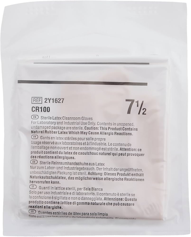 Glove, Cleanroom, Powder-Free (PF), Latex, Size 7.5, Sterile, 100 pr/cs (This Product is Not Intended for Use on Patients) (Continental US Only)