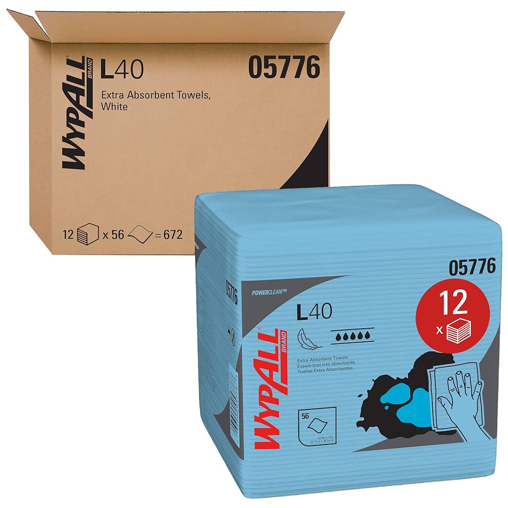 WYPALL L40 Wipers, Blue, 56 sheets/pk, 12 pk/cs (Products cannot be sold on Amazon.com or any other 3rd party site) (US Only)