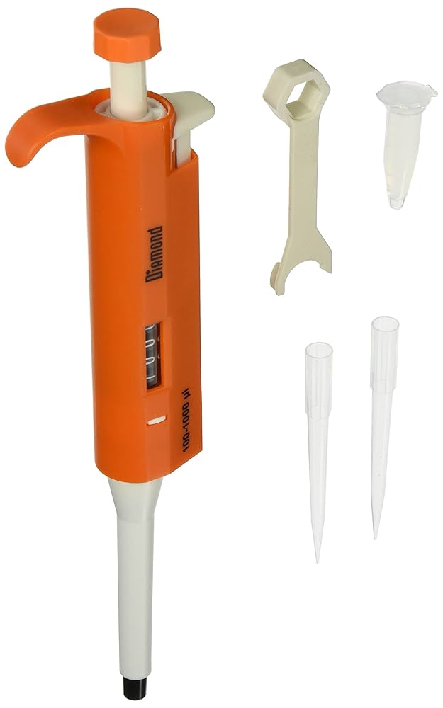 Pipettor, Adjustable Volume, 100-1000uL, Orange
