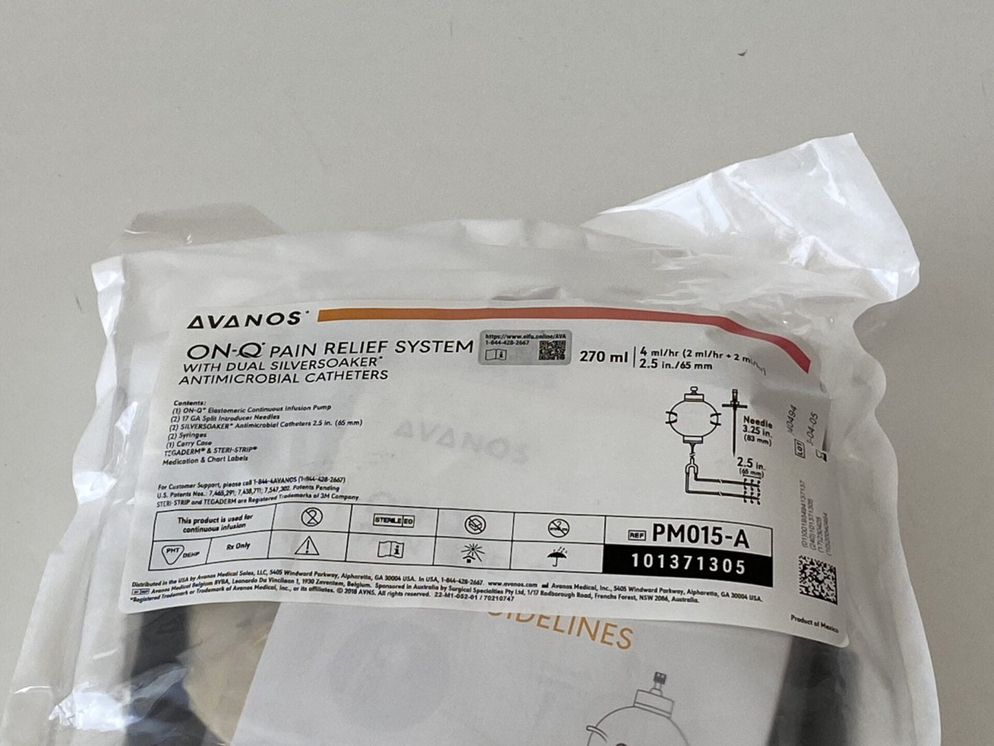 ON-Q Pain Relief System, Dual Silversoaker Antimicrobial Catheters (2.5" or 65mm), 270ml, 4 ml/hr (2ml/hr + 2ml/hr), 26.5" Catheter Length Pump, 5/cs (US Only) (Authorized Distributor Sub-Agreement Required  - See Manufacturer Details Page)