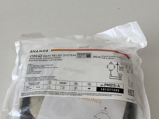 ON-Q Pain Relief System, Dual Silversoaker Antimicrobial Catheters (2.5" or 65mm), 270ml, 4 ml/hr (2ml/hr + 2ml/hr), 26.5" Catheter Length Pump, 5/cs (US Only) (Authorized Distributor Sub-Agreement Required  - See Manufacturer Details Page)