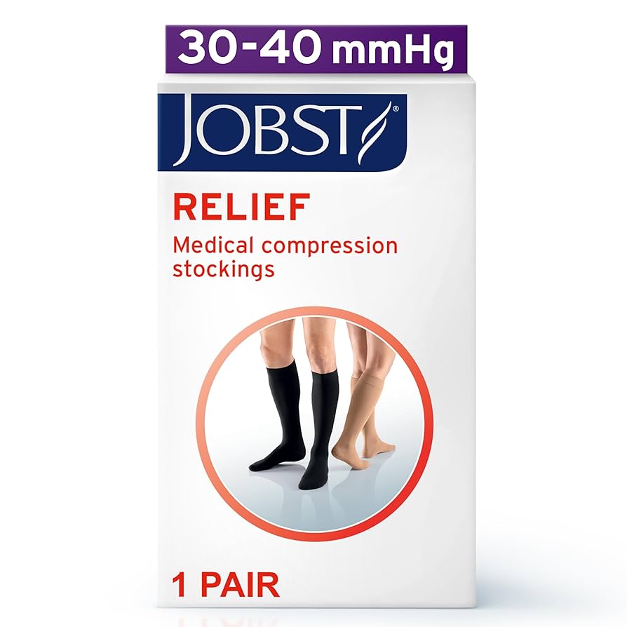 Compression Stocking, Knee High, 30-40mmhg, Large, Full Calf, Beige, Closed Toe, 1/pr (Continental US Only)