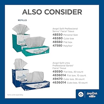 Angel Soft Ultra Professional Series Facial Tissue, Premium, 2-Ply, Flat Box, White, 126sheets/bx, 30bx/cs
