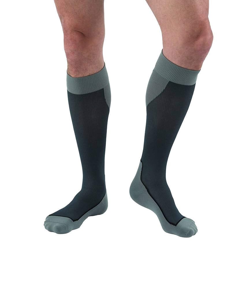 Sock, Knee High, 20-30 mmHG, Closed Toe, Blue/Grey, X-Large (Continental US Only)
