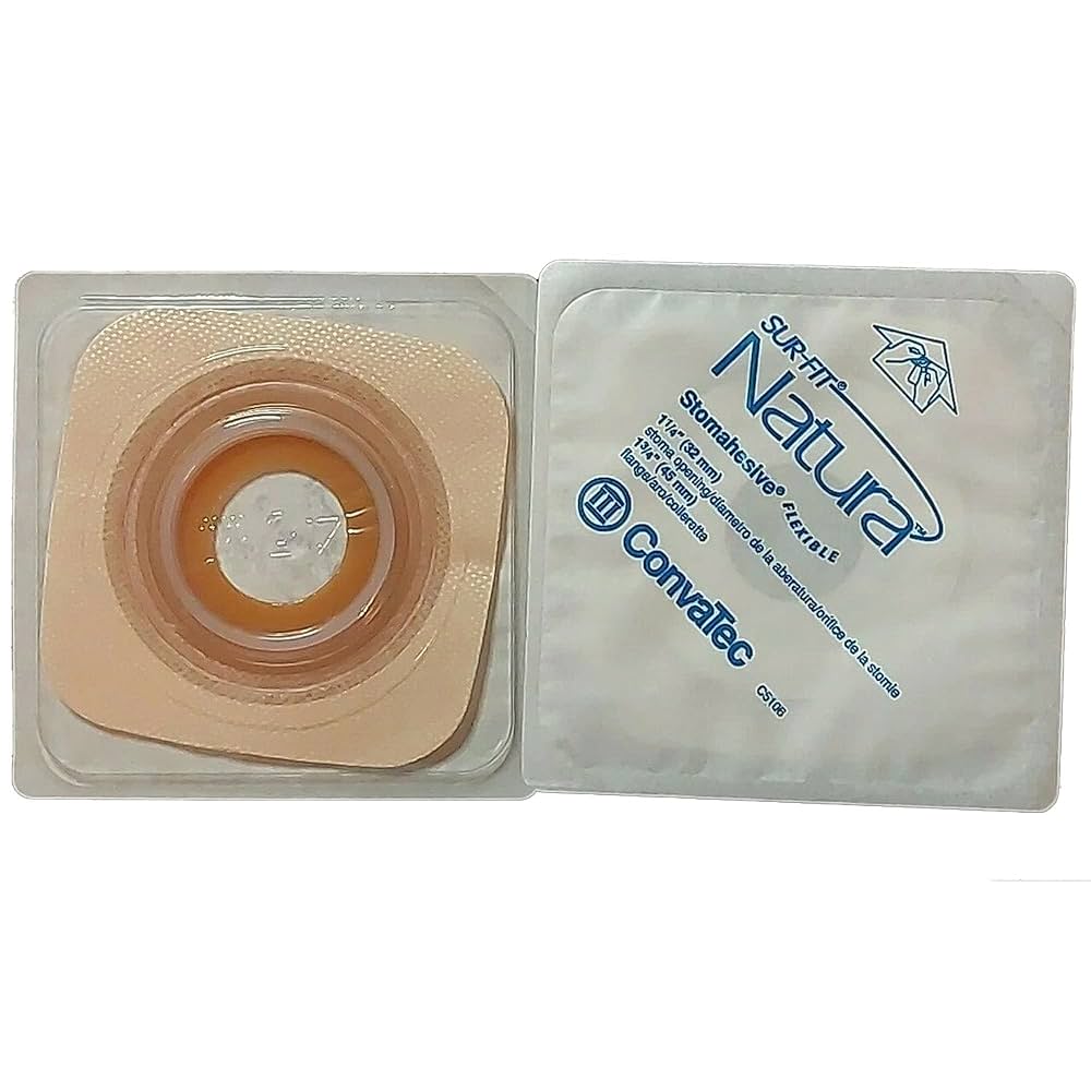 Skin Barrier with Tape Collar, Pre-Cut,  Flexible, Tan, 1 3/4" Flange, 1 1/4" Stoma Opening, 10/bx (Continental US Only)