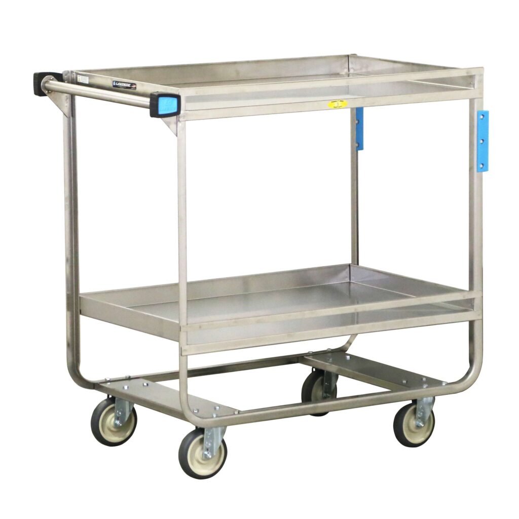 Cart, 22 3/8"W x 38 5/8"L x 37_"H, 700 lb Capacity, 2 Shelves, 5" Swivel Casters, 21" x 33" Shelf, 18_" Clearance