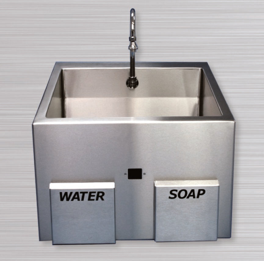 Dual Bay Sink, w/ Knee Operated Water (DROP SHIP ONLY) (Not Available For Sale into Canada) (REFURBISHED) (Products cannot be sold on Amazon.com or any other 3rd party site)
