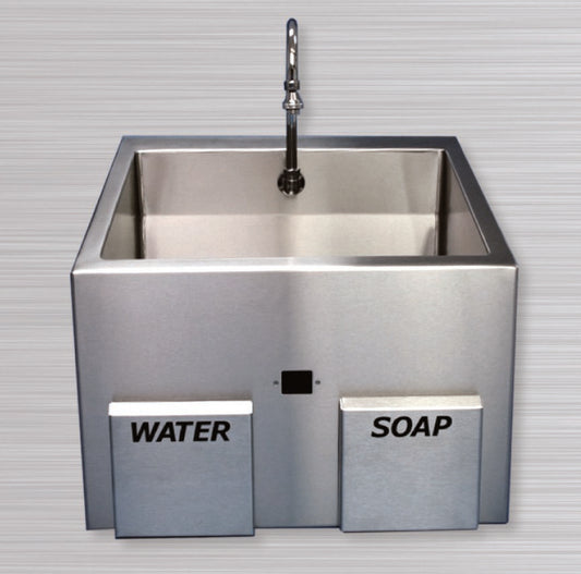 Dual Bay Sink, w/ Knee Operated Water (DROP SHIP ONLY) (Not Available For Sale into Canada) (REFURBISHED) (Products cannot be sold on Amazon.com or any other 3rd party site)