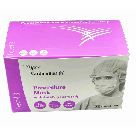 Procedute Mask, Pleated, Earloop, Foam Anti-Fog, Mediterranean Blue, 50/bx, 6 bx/cs (Continental US Only)