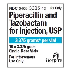 Piperacillin and Trazobactam for Injection, 3.375 g Vial, Single Dose, Glass Fliptop Vial, 10/bx (Rx) (Item is Non-Returnable) (We must have your Wholesale Drug License on File before shipping this product) (US Only, Excluding IN and ND)
