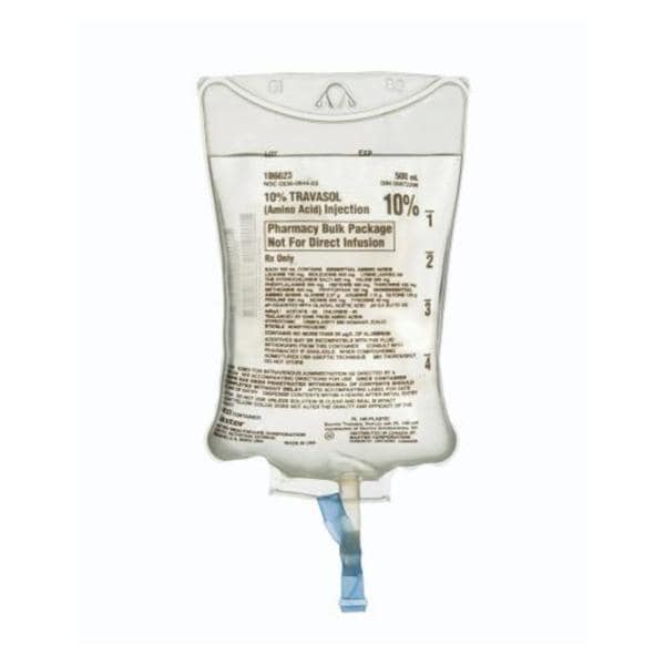 Travasol (Amino Acid), 10% Injection, 500 ml, Viaflex Plastic Container, Not for Direct Infusion, Bulk, 24/cs (Rx) (Continental US Only) (Product Access Restricted. Check with your sales rep to verify eligibility)