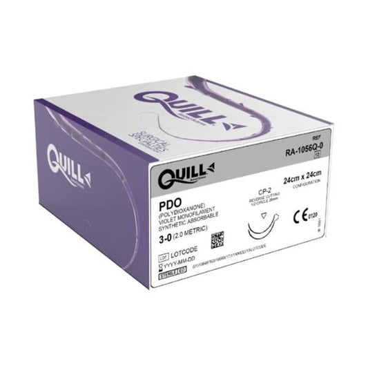 PDO Suture, Diamond Point, Size 2-0, 24cm x 24cm, 26mm, 1/2 Circle, 12/bx