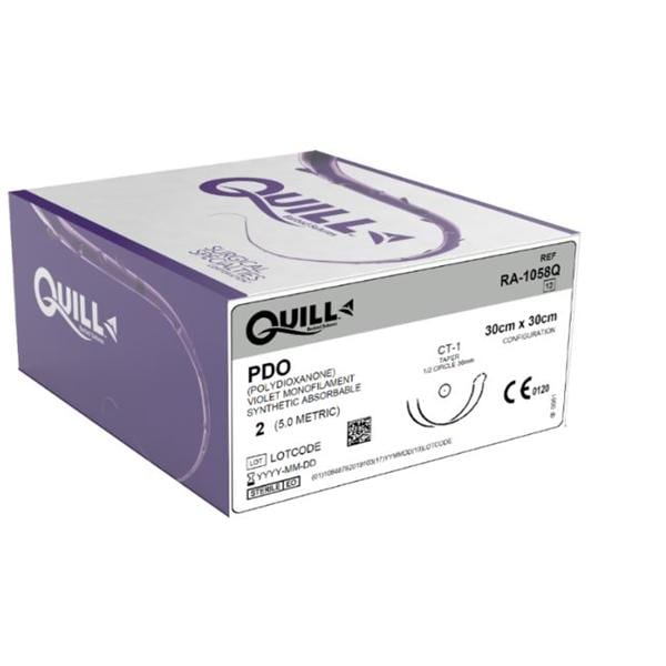 PDO Suture, Taper Point, Size 2, 30cm x 30cm, 36mm, 1/2 Circle, 12/bx