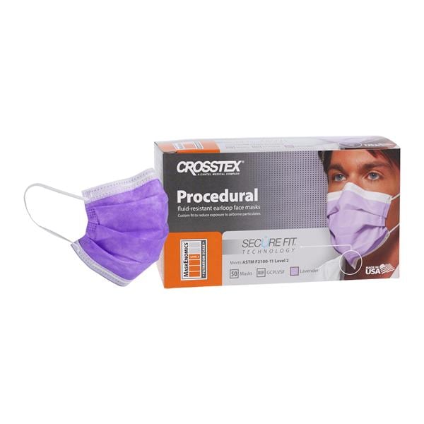 ASTM Level 2 Earloop Mask, Lavender, 50/bx, 10 bx/ctn