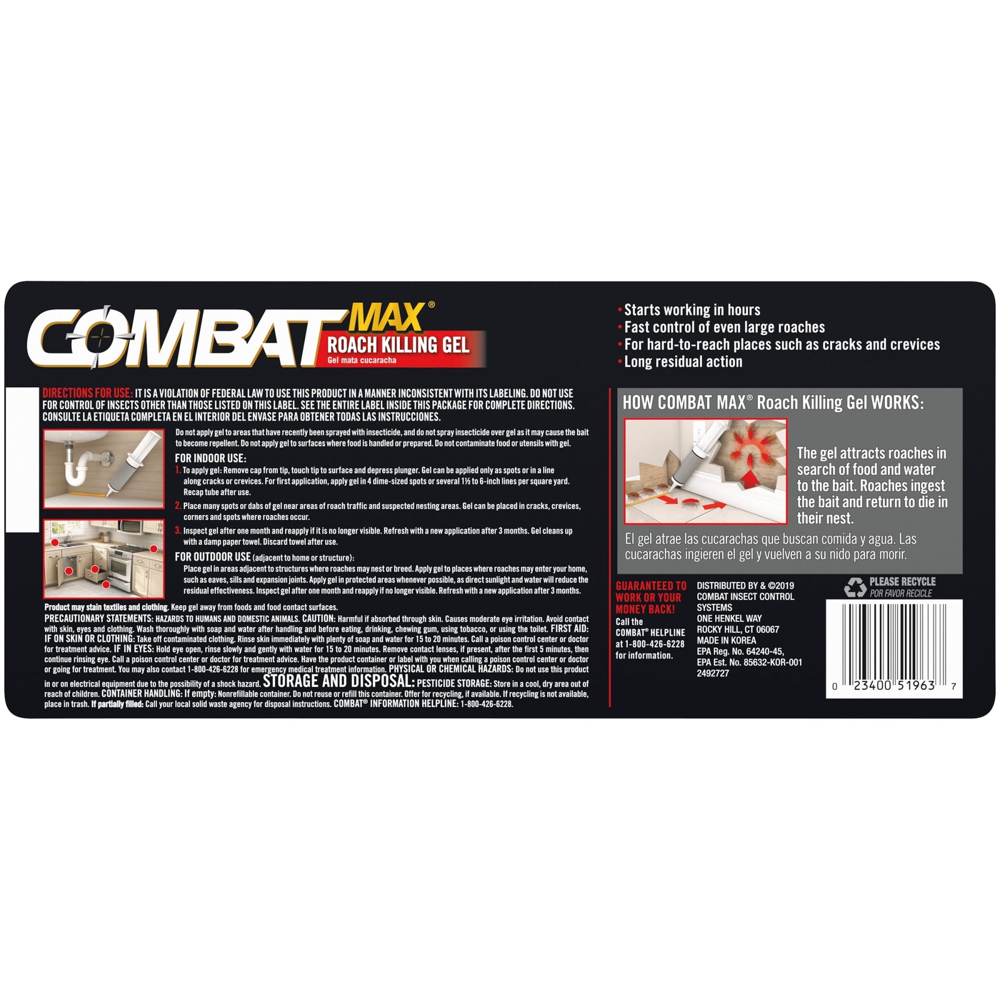 Combat Source Kill Max, Roach Killing Gel, 30g, 12/cs