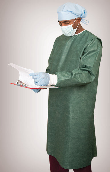 360 Wrap-Around Isolation Gown, Non-Woven, One Size Fits Most, Green, 25/cs