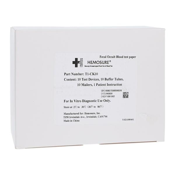 10 Test Cassettes, 10 Collection Tubes, 10 Home Kit Mailers, 10 test/bx