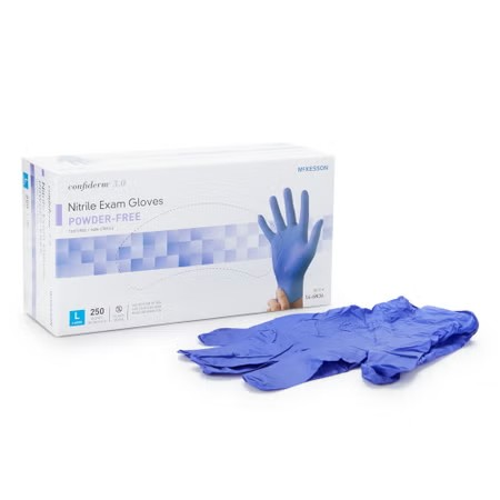 Exam Glove McKesson Confiderm® 3.0 Large 250 per Box NonSterile Nitrile Standard Cuff Length Textured Fingertips Blue Chemo Tested / Fentanyl Tested 250/bx (14-6N36)