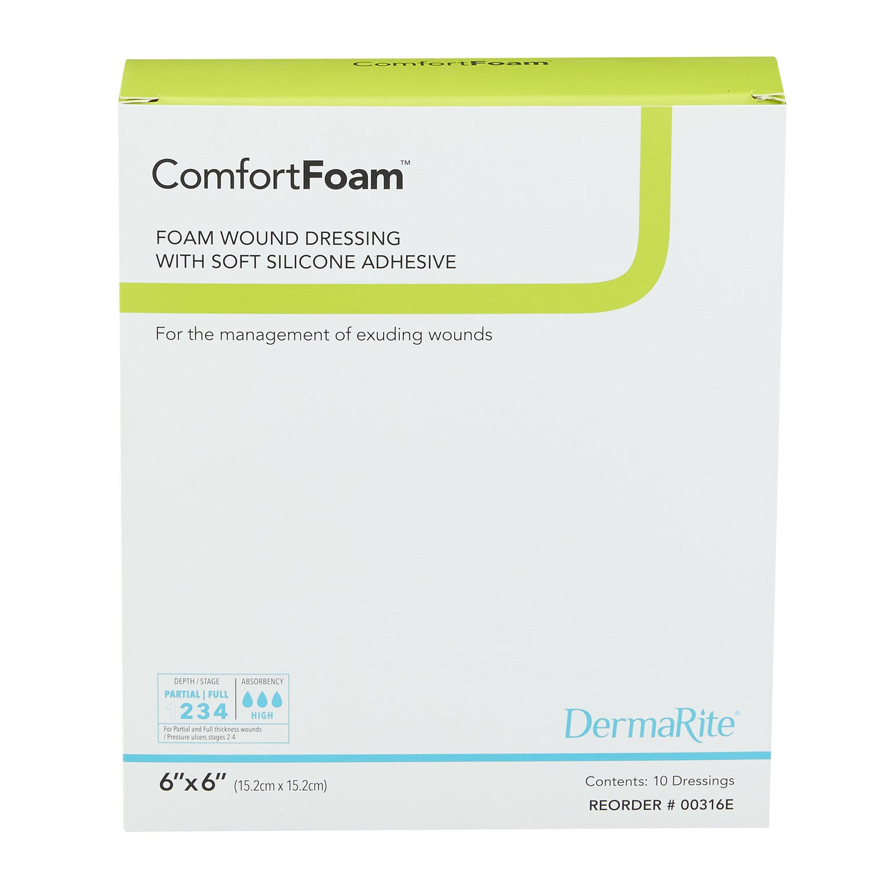 Wound Dressing with Soft Silicone Adhesive, 6" x 6", No Border, 10/bx (Products cannot be sold on Amazon.com or any other 3rd party site) (US Only)
