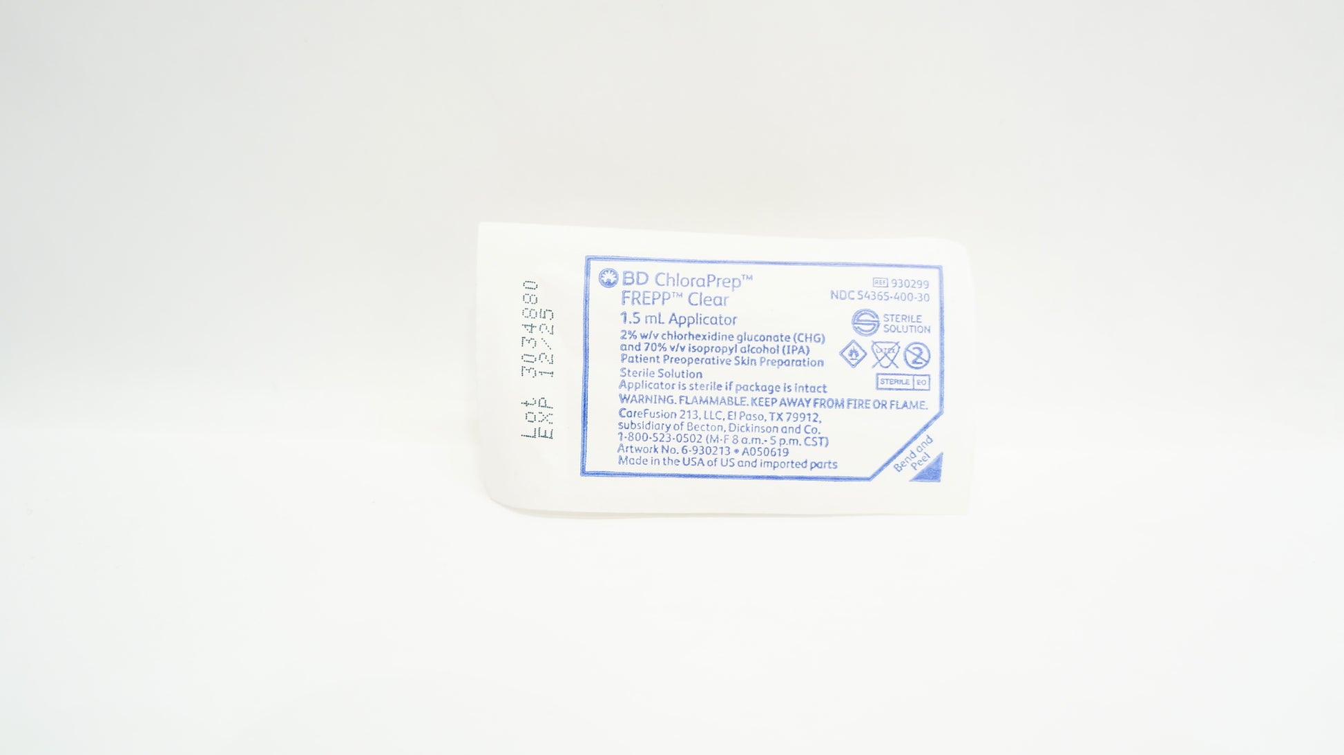 ChloraPrep FREPP Clear, 1.5 ml Applicator, Sterile, 500/cs (30 cs/plt) (Temp Sensitive; Non-Returnable) (Continental US Only) (Item is considered HAZMAT and cannot ship via Air or to AK, GU, HI, MP, PR, VI) (Drop Ship Requires Pre-Approval)