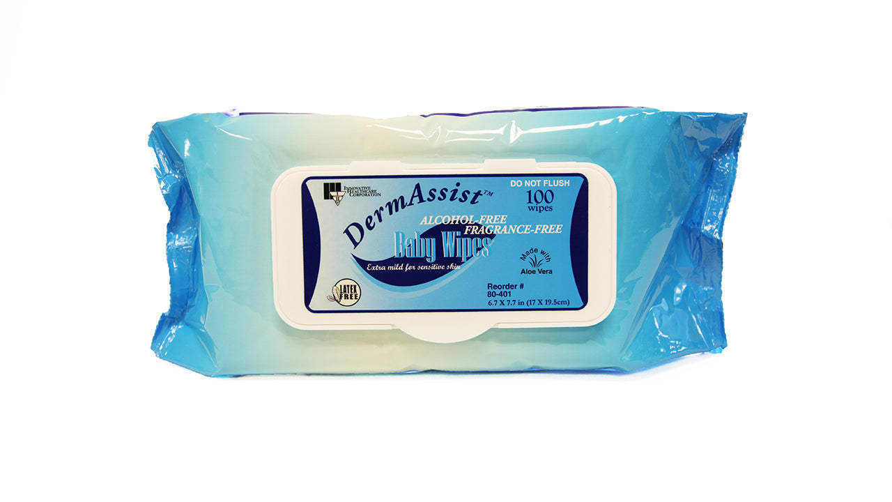 Wipes, Incontinence, Baby, Economical Spunlace, Softpack, 6.7" x 7.7", 100 wipes/pk, 12 pk/cs