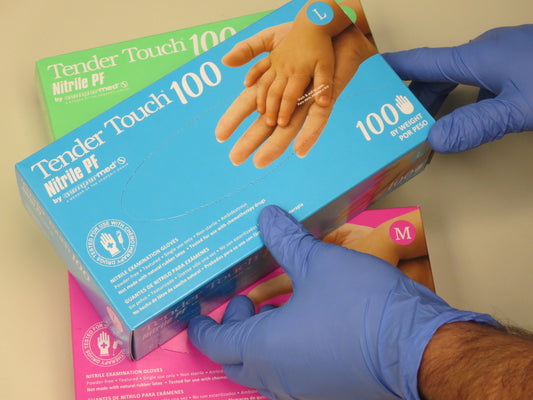 Exam Glove, Nitrile, Medium, Powder Free (PF), Beaded Cuff, Textured Fingers, Ambidextrous, 100/bx, 10 bx/cs