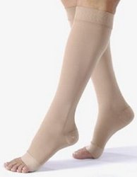 Compression Stockings, Knee High, 15-20mmHG, Large, Beige, Open Toe (Continental US Only)