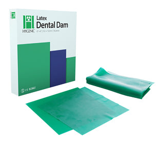Hygenic Latex Dental Dam, 6x 6 (15 cm x 15 cm), Green, Thin Gauge, 36pieces/bx