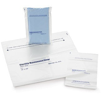 Cover, 12" x 20", Print/ Label Tear & Seal Instructions, 2.25 Mil, Clear/ Blue, LLDPE Film, Flat Pack, Heat-Seal Adhesive Strip, 250/bx, 2 bx/cs