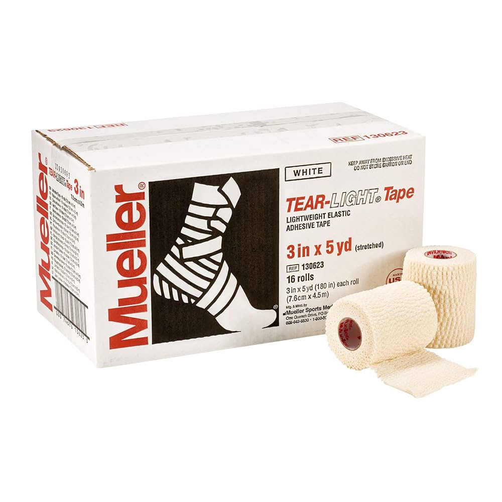 Tear-light Adhesive Tape, 3" x 5 yds, 16 rolls/cs (Products are only available for sale in the U.S.) (Products cannot be sold on Amazon.com or any other 3rd party platform without prior approval by Mueller.)
