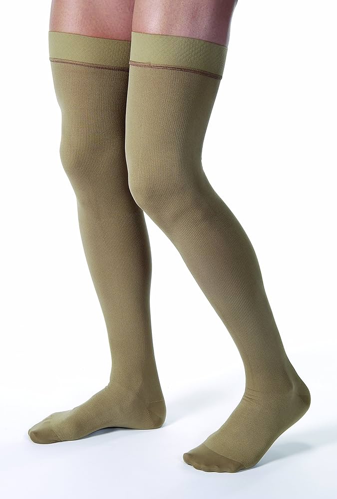 Compression Hose, Thigh High, 20-30 mmHG, Closed Toe, Khaki, Small (Continental US Only)