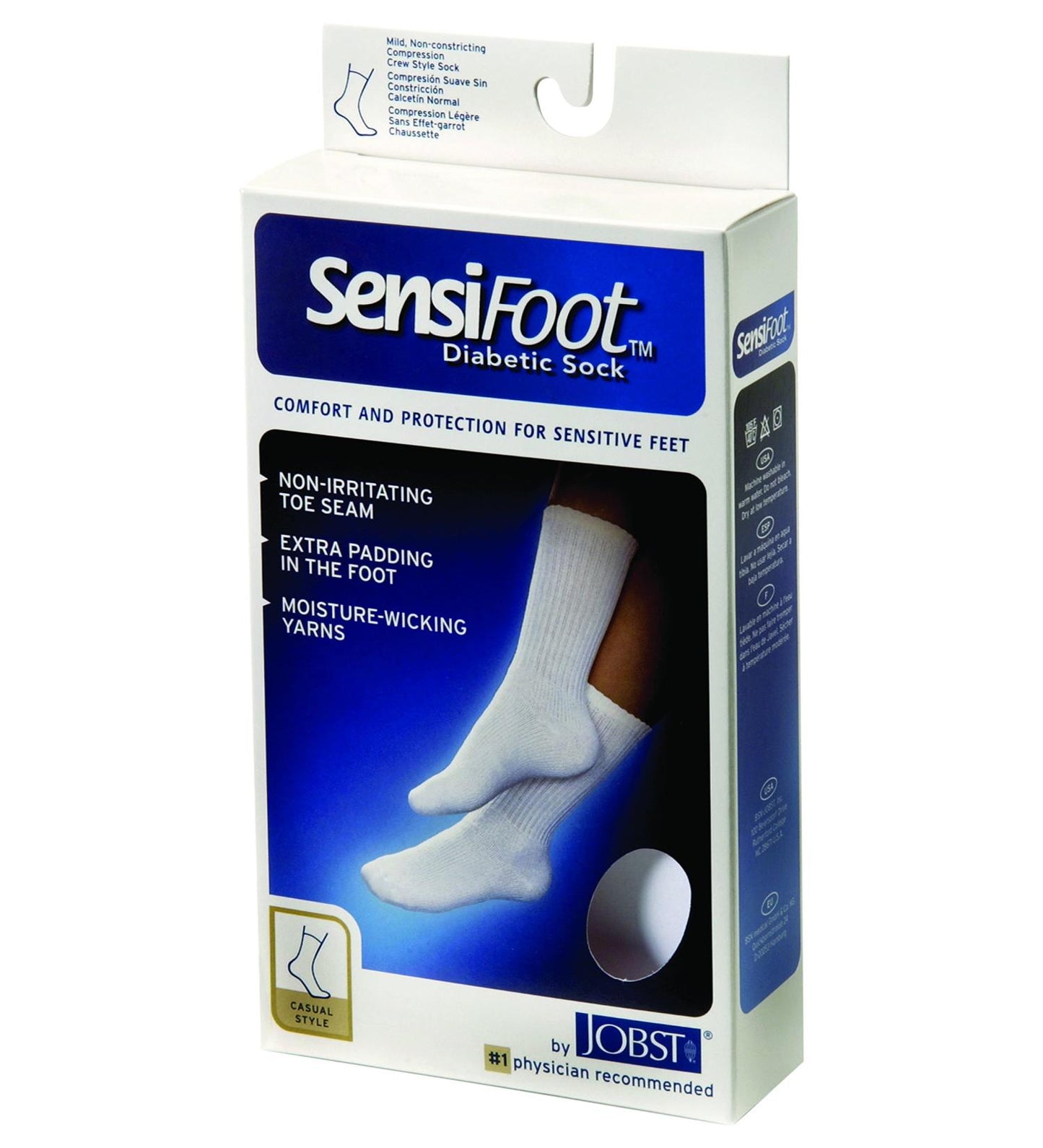 Diabetic Sock, Crew Style, Closed Toe, Black, Small (Continental US Only)