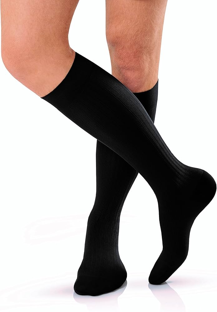 Compression Hose, Knee High, 20-30 mmHG, Closed Toe, Black, X-Large, Full Calf (Continental US Only)