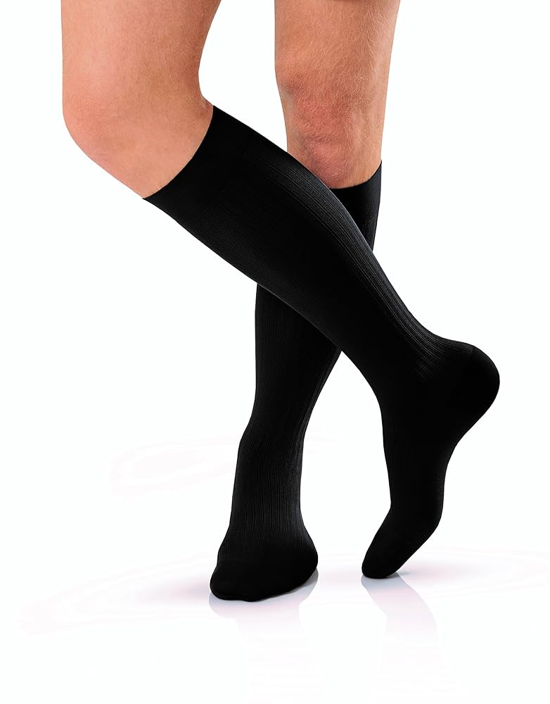 Compression Hose, Knee High, 20-30 mmHG, Closed Toe, Black, Medium, Tall (Continental US Only)