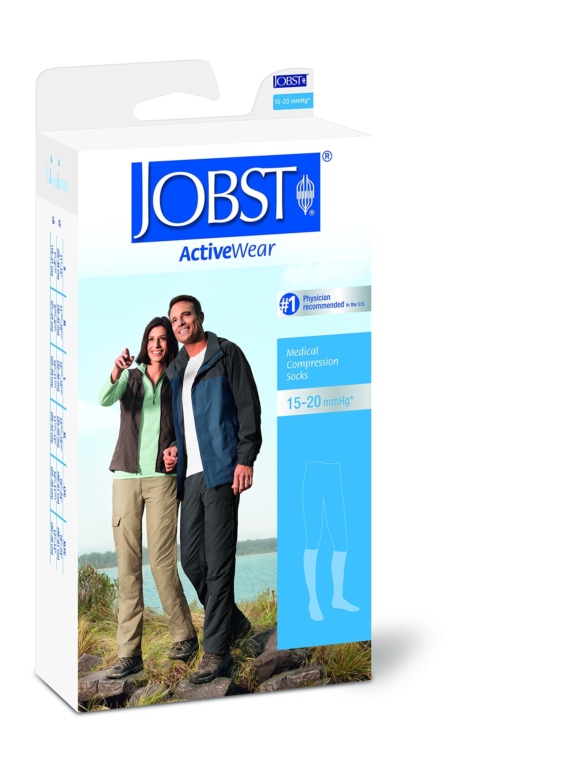 Compression Sock, Knee High, 15-20 mmHG, Closed Toe, Cool White, Large (Continental US Only)