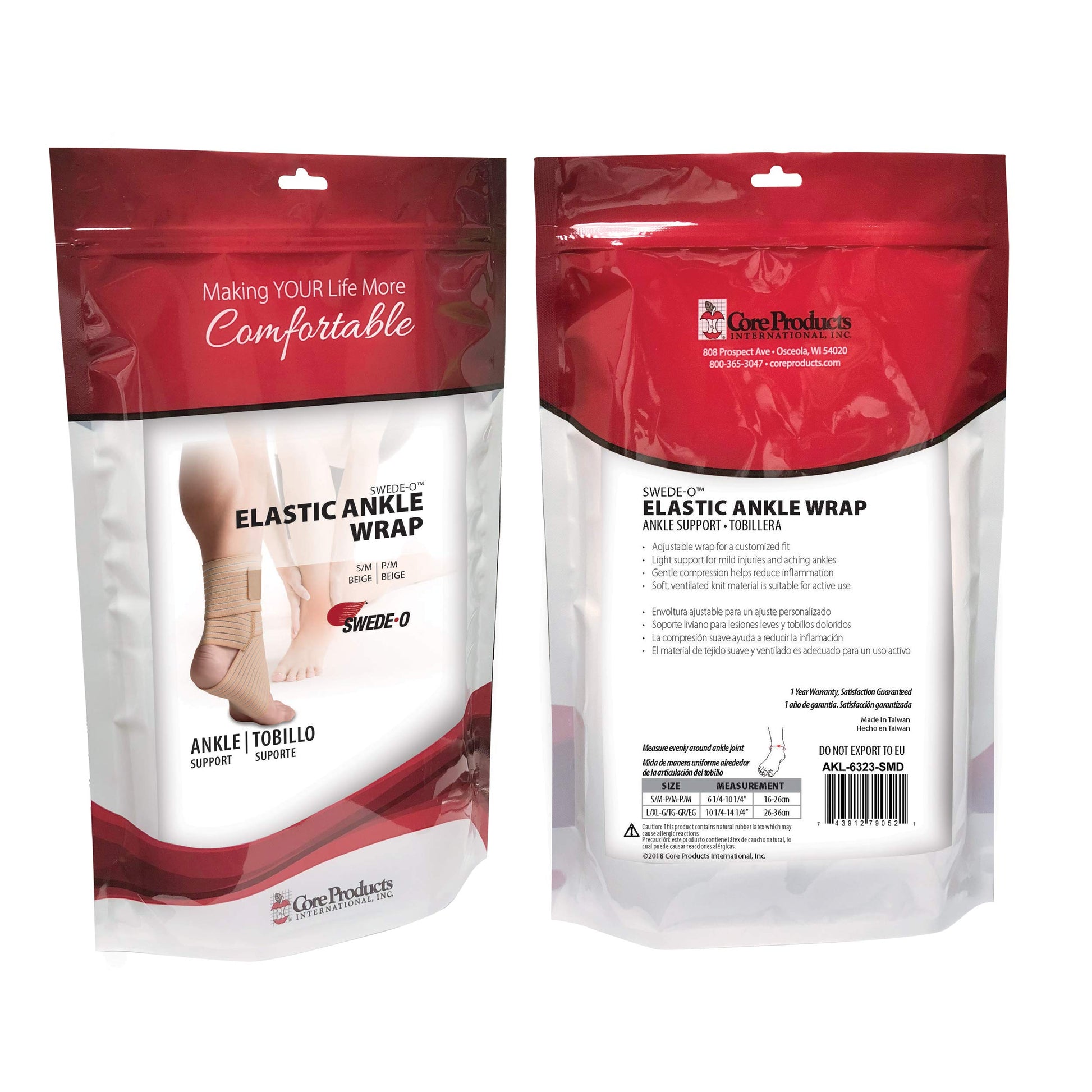 Elastic Ankle Wrap, Small/ Medium, Gray