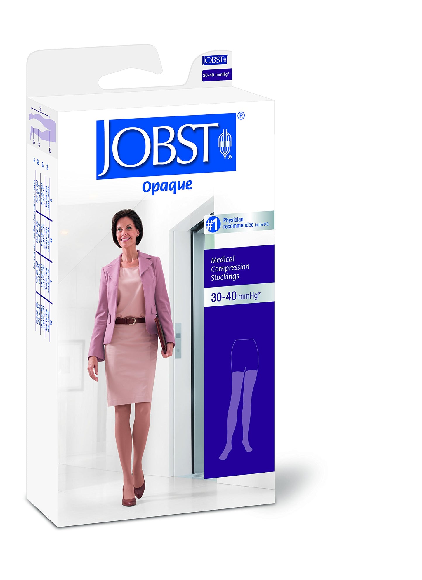 Compression Hose, Thigh High, 30-40 mmHG, Open Toe, Classic Black, Large (Continental US Only)