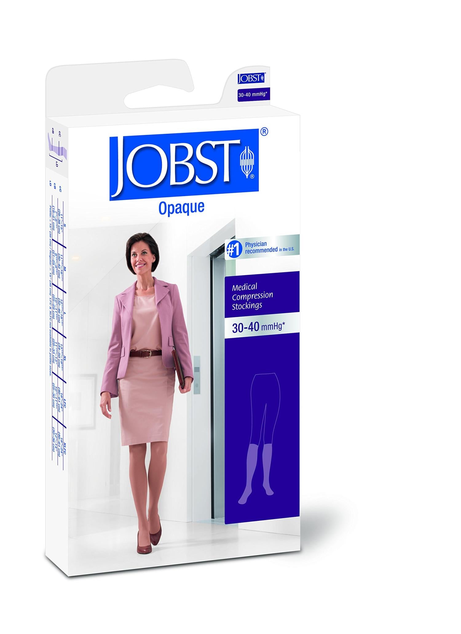 Compression Hose, Knee High, 30-40 mmHG, Closed Toe, Classic Black, Large (Continental US Only)