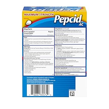 Pepcid AC Tablet, Maximum Strength, Go Pack, Dispensitory, 50 x 1 Pouch, 1/pk, 36 pk/cs (Continental US+HI Only) (Pricing Subject to Change without Prior Notification)