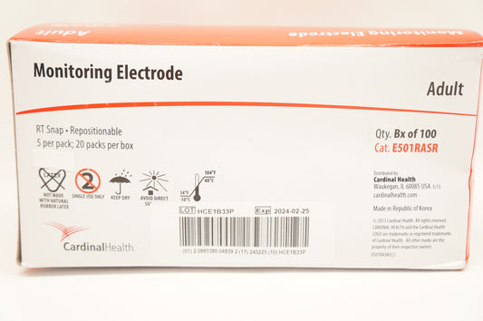Electrode, Cloth, Radiolucent, Snap EKG, Square, 5/pk, 20 pk/bx, 10 bx/cs (Continental US Only)