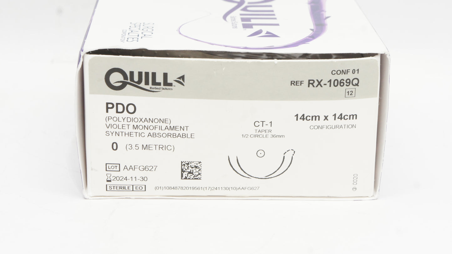 PDO Suture, Taper Point, Size 0, 14cm x 14cm, 36mm, 1/2 Circle, 12/bx