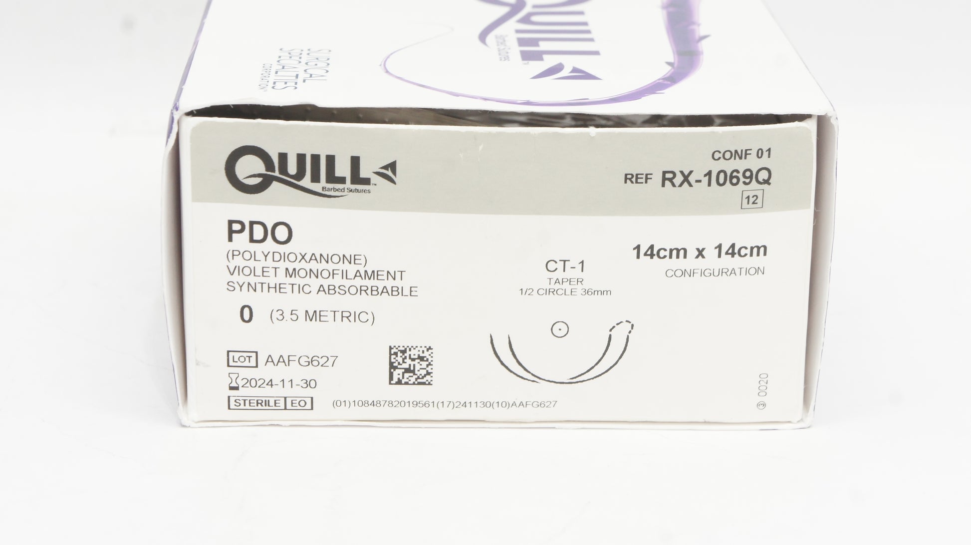 PDO Suture, Taper Point, Size 0, 14cm x 14cm, 36mm, 1/2 Circle, 12/bx