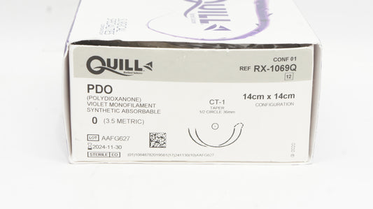 PDO Suture, Taper Point, Size 0, 14cm x 14cm, 36mm, 1/2 Circle, 12/bx
