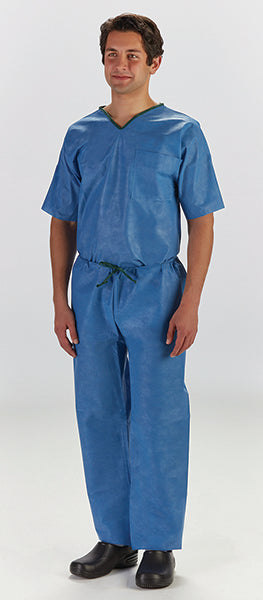 Scrub Pants, 3X-Large, Elastic Waist, Nonwoven, Blue, 30/cs