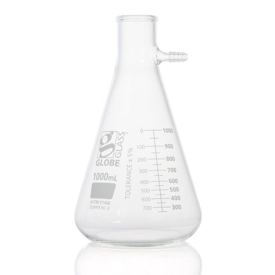 Flask, Filter, Globe Glass, 1000mL, Dual Graduations, ASTM E1406, 6/bx